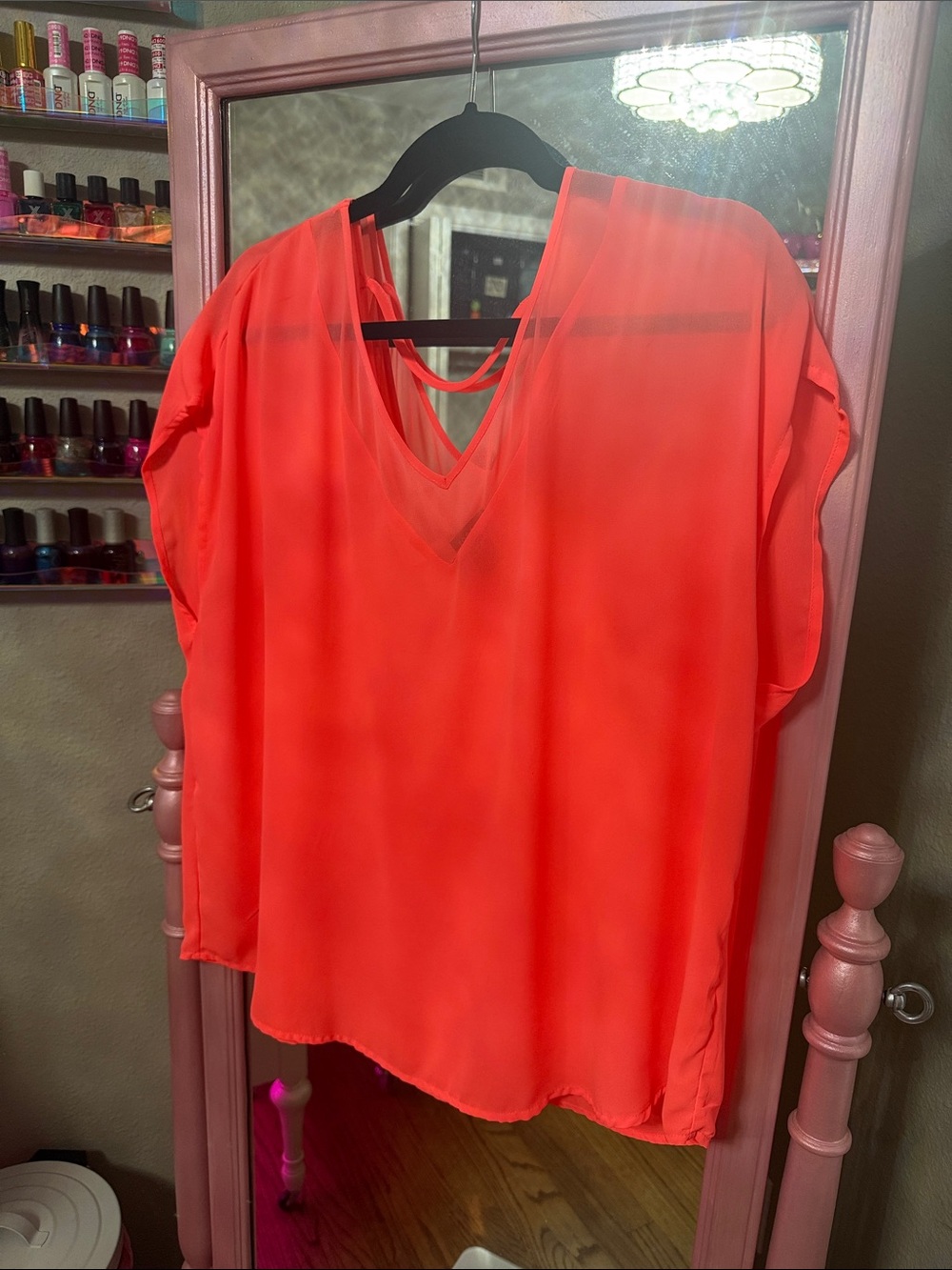 torrid Neon Coral V-Neck Chiffon Tunic